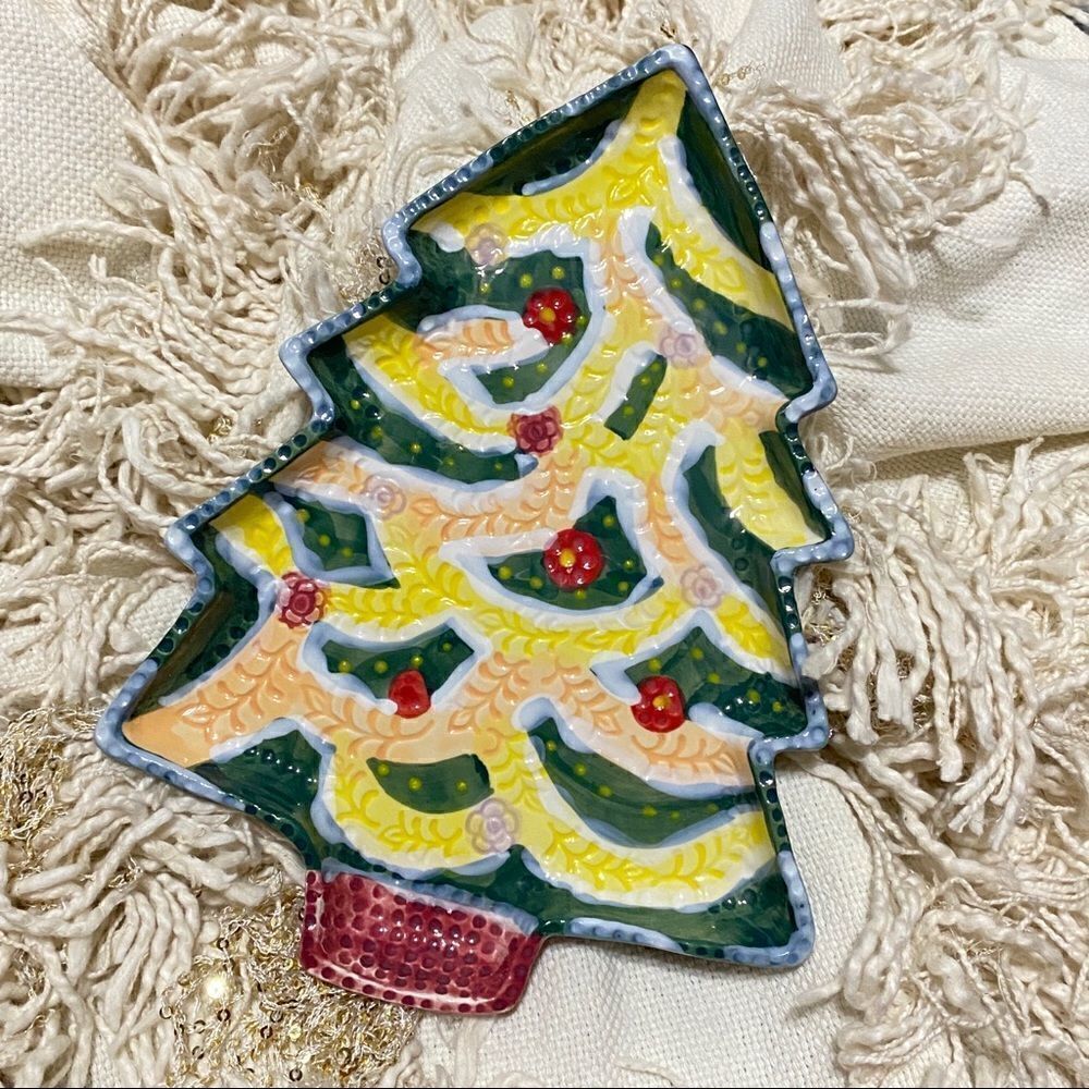 ANTHROPOLOGIE Nathalie Lete Christmas Tree Dessert Plate - Picture 4 of 7